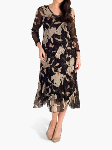 Floral Panel Mesh Dress